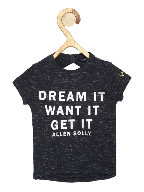 Allen Solly Junior Girls Grey Printed Round Neck Cotton T-shirt
