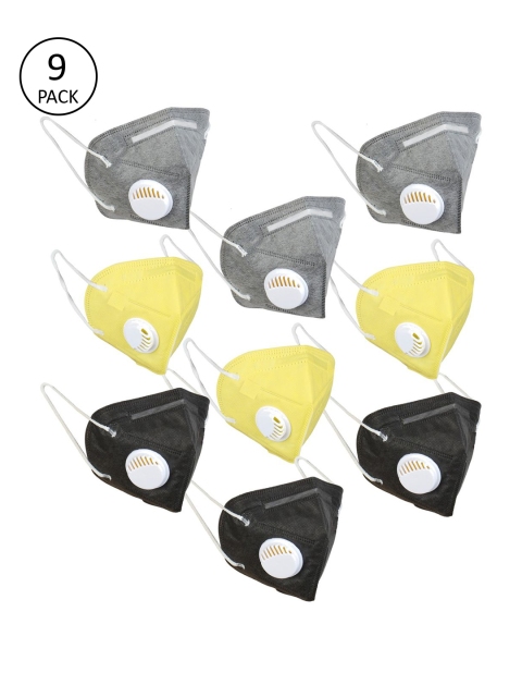 

OOMPH Pack Of 9 5-Ply Reusable Anti-Pollution KN95 Masks, Grey