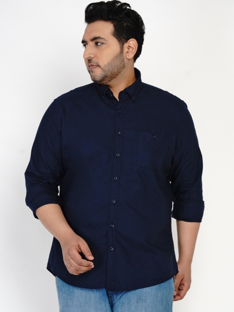 

Santonio Men Navy Blue Regular Fit Solid Casual Shirt