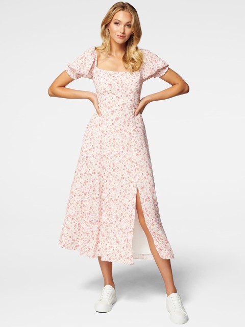 

Forever New Women White Printed Fit and Flare Dress