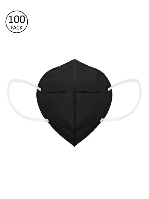 

OOMPH Unisex Pack Of 100 Black Solid Anti-Pollution Reusable 5-Ply N95 Masks