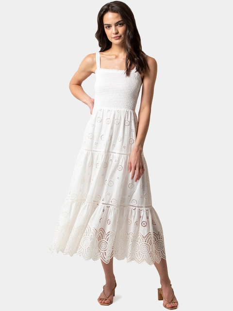 

Forever New Women White Self Design Fit and Flare Dress