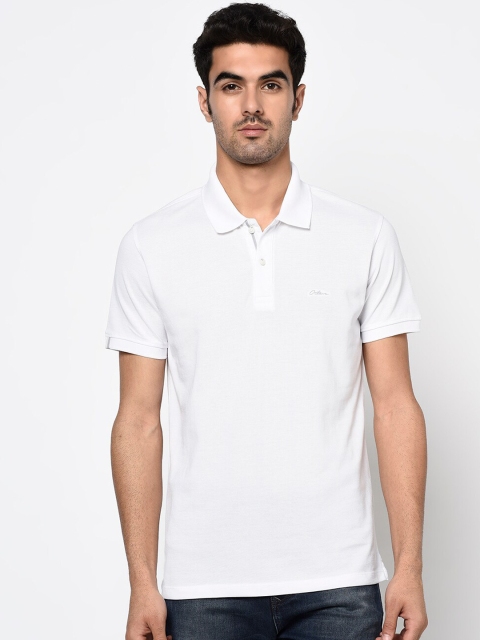 

Octave Men White Solid Polo Collar T-shirt