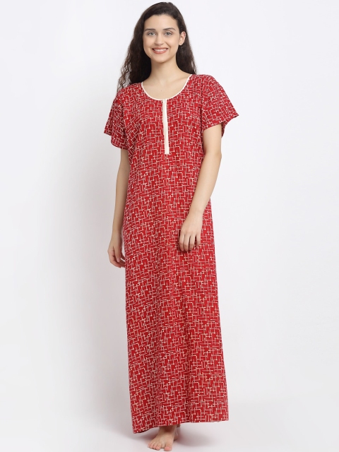 

Secret Wish Women Red Printed Maxi