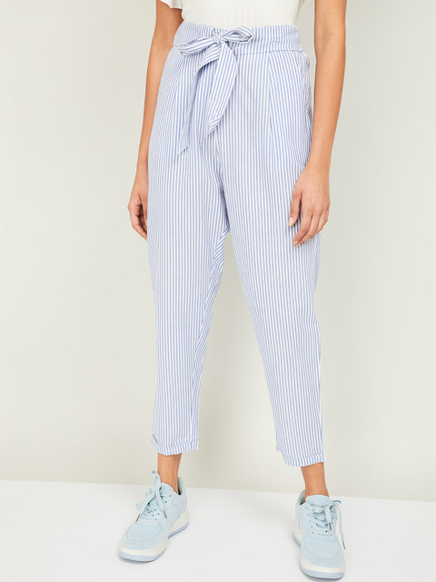 

Ginger by Lifestyle Women Blue Regular Fit Striped Trousers