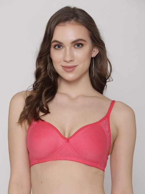 

Kalyani Pink Solid Non-Wired Non Padded Lacy Seamless Everyday Bra 100001