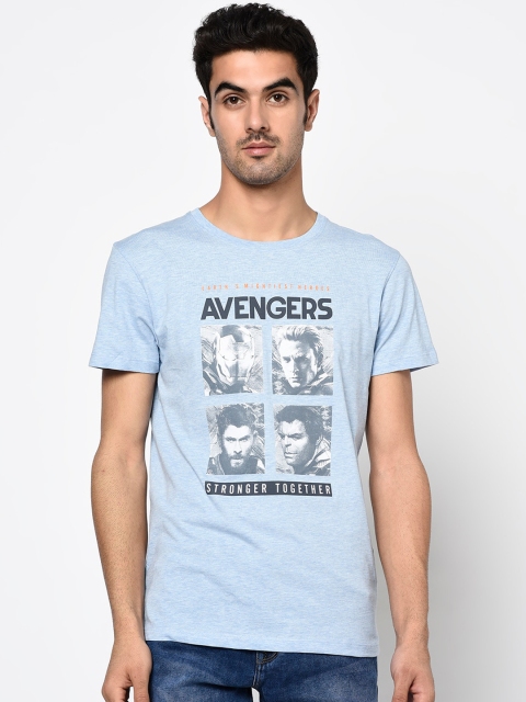 

Octave Men Blue Printed Round Neck T-shirt