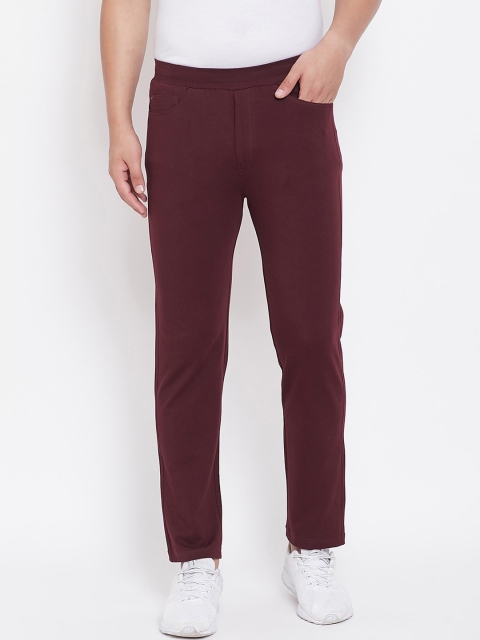 

Okane Men Maroon Solid Track Pants