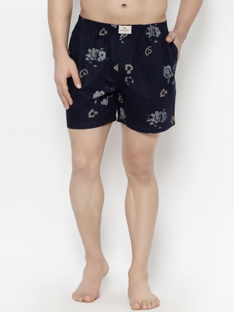 

cape canary Men Navy Blue & Grey Printed Boxers CCAMBXROSEA