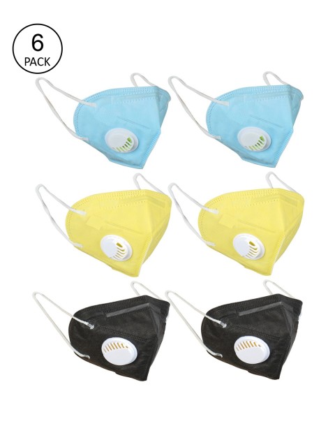 

OOMPH Unisex Pack Of 6 5-Ply Reusable Anti-Pollution KN95 Face Masks, Blue