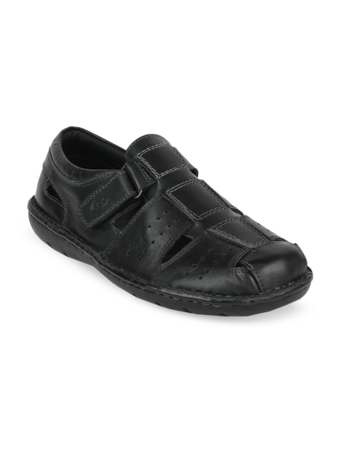 

Scholl Men Black Leather Shoe-Style Sandals