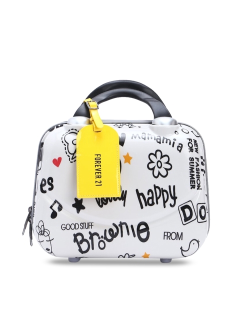 

FOREVER 21 White Printed Handheld Bag