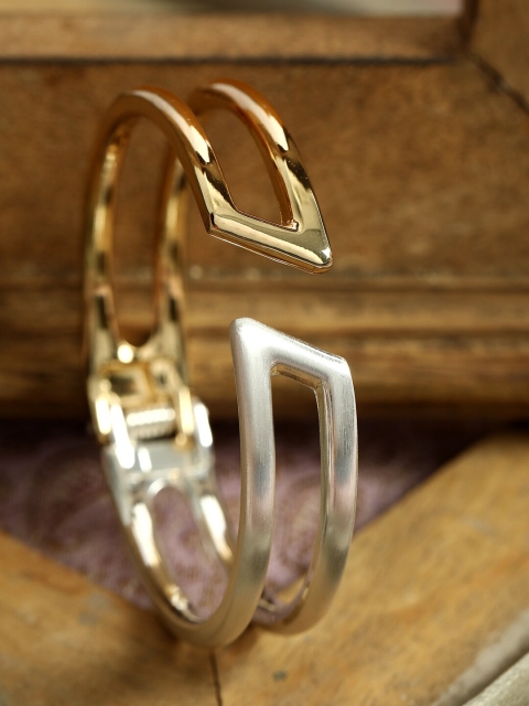 

ANIKAS CREATION Gold-Plated & Silver-Toned Cuff Bracelet