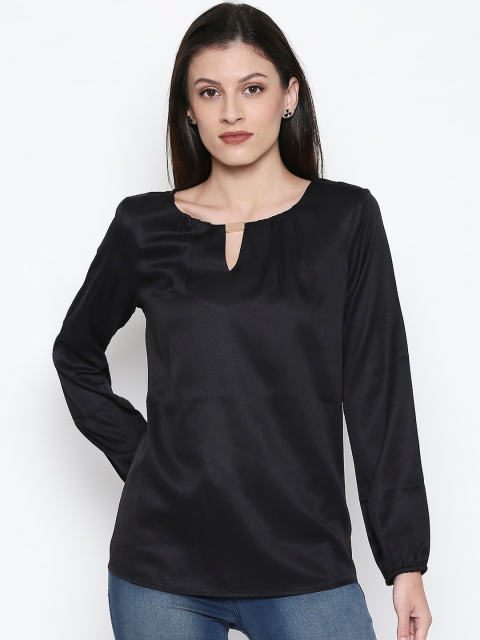 

Annabelle by Pantaloons Black Keyhole Neck Regular Top