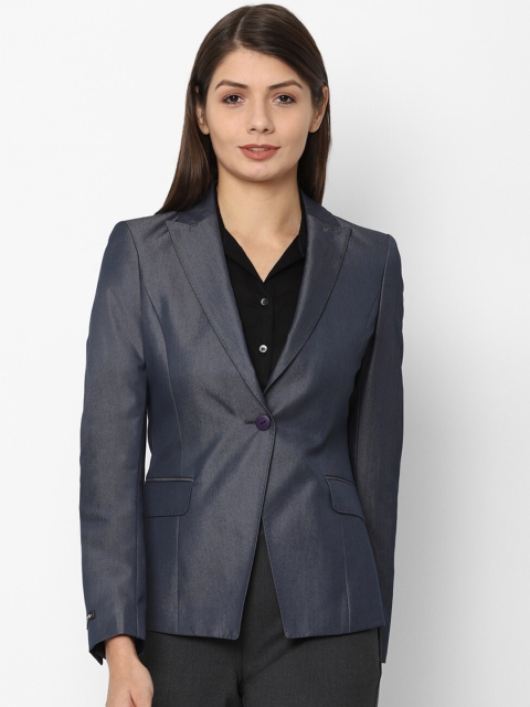 

Allen Solly Woman Women Charcoal Grey Self-Design Single-Breasted Formal Blazer