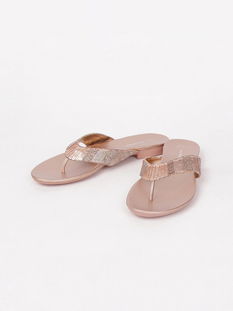 

Melange by Lifestyle Women Champagne Embellished PU One Toe Flats