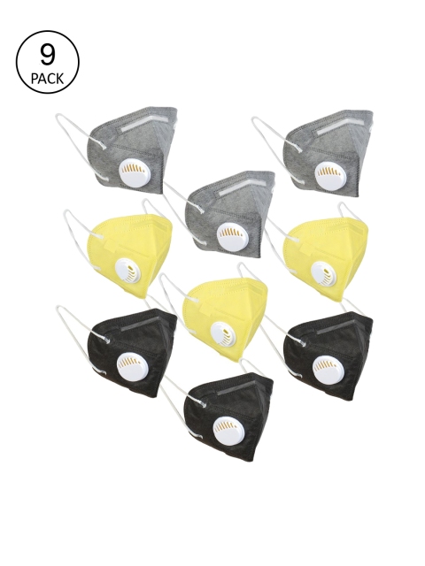 

OOMPH Pack Of 9 5-Ply Reusable Anti-Pollution KN95 Masks, Grey