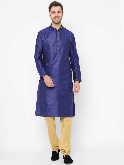 

Chitwan Mohan Men Blue Self Design Kurta with Pyjamas
