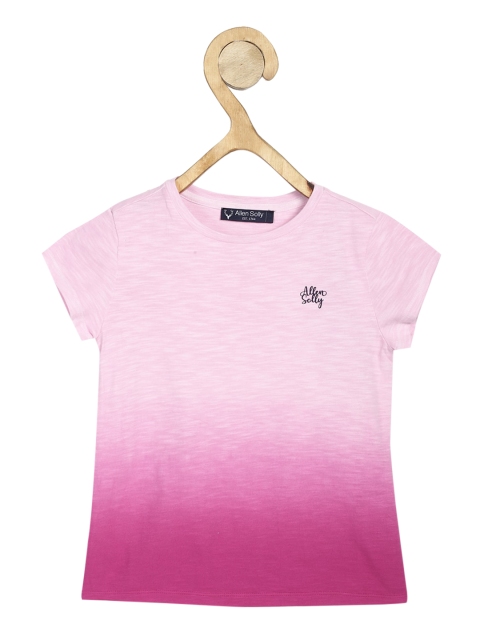 

Allen Solly Junior Girls Pink Colourblocked Round Neck Pure Cotton T-shirt