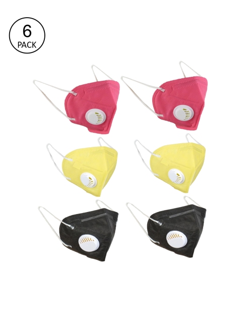 

OOMPH Unisex Pack Of 6 5-Ply Reusable Anti-Pollution KN95 Masks, Yellow