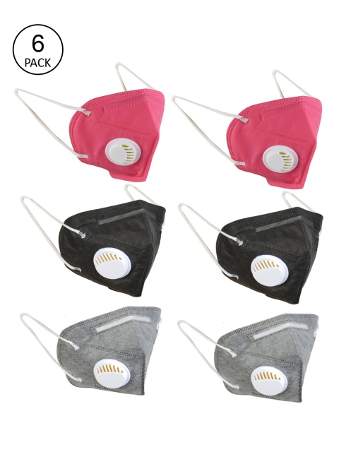

OOMPH Unisex Pack of 6 Solid 5-Ply K95 Protective Masks, Grey