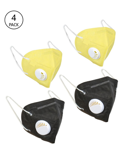 

OOMPH Unisex Pack Of 2 5-Ply Reusable Anti-Pollution KN95 Masks, Yellow