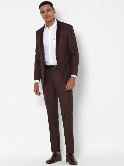 

Allen Solly Men Brown Checked Slim-Fit Single-Breasted Formal Suit