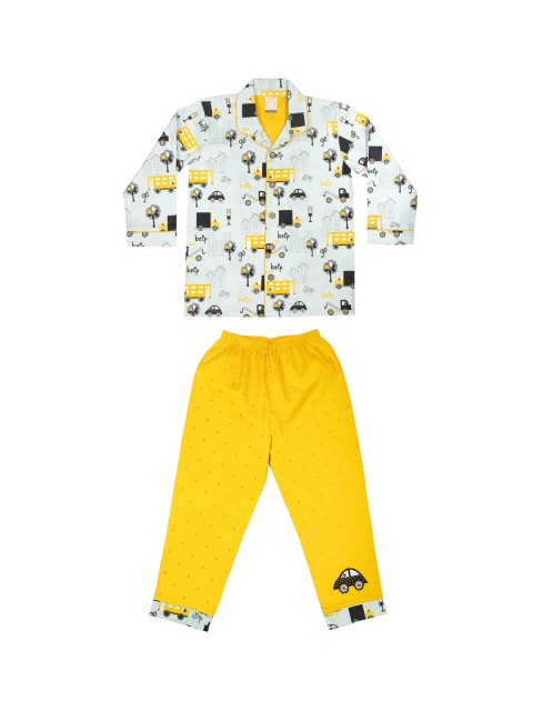 

CASA DE NEE NEE Kids Yellow & Blue Printed Night suit