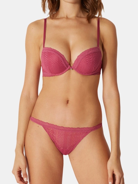 

YAMAMAY Women Pink Self-Design Lace Low-Waist G-String Brief IPED141001_BOU