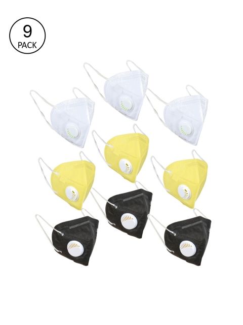 

OOMPH Unisex Pack Of 9 5-Ply Reusable Anti-Pollution KN95 Masks, White