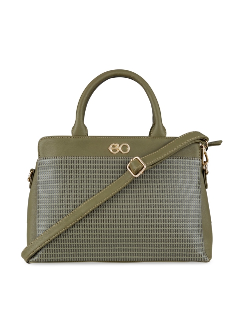 

E2O Olive Green Self Design Handheld Bag