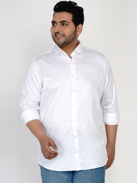

Santonio Plus Size Men White Solid Premium Cotton Casual Shirt