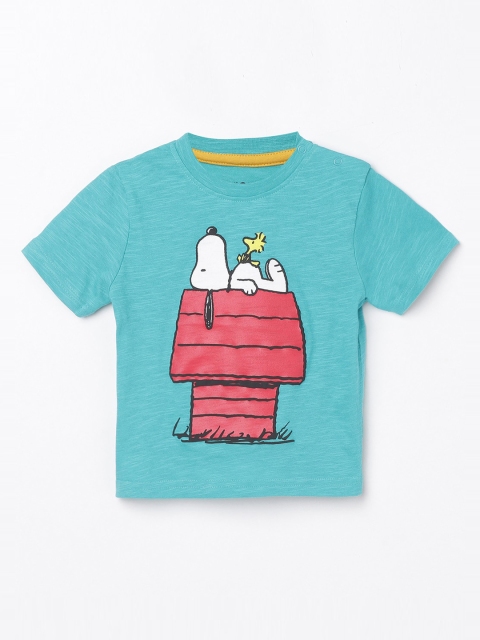

Juniors by Lifestyle Boys Turquoise Blue Printed Round Neck T-shirt