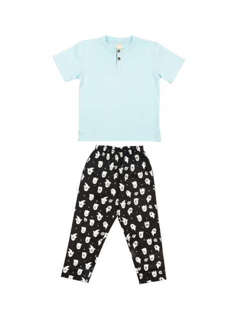 

CASA DE NEE NEE Kids Blue & Black Solid Night suit