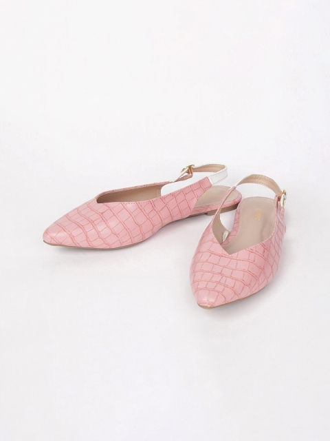 

Ginger by Lifestyle Women Pink Textured PU Mules
