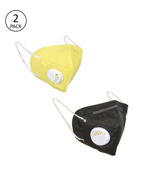 

OOMPH Unisex Pack of 2 Solid 5-Ply K95 Protective Masks, Yellow