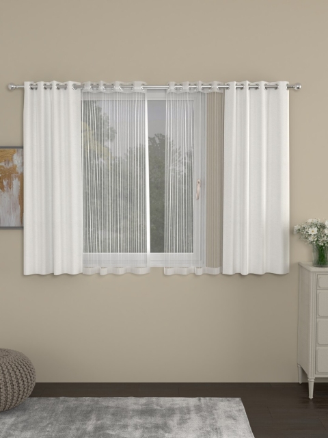 

ROSARA HOME Set Of 4 White & Grey Window Curtains