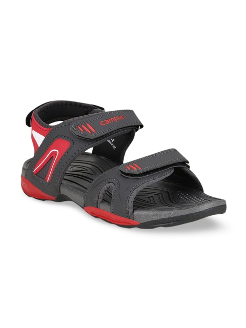

Campus Men Grey & Red Comfort Sandals