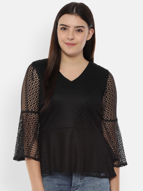 

Allen Solly Woman Black Bell Sleeves Peplum Top