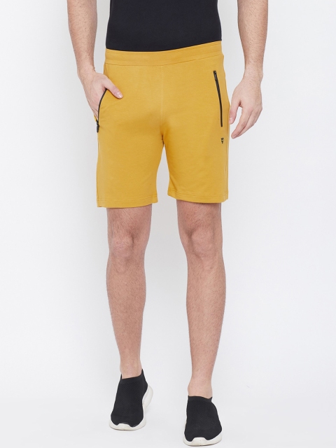 

Okane Men Mustard Yellow Solid Regular Fit Sports Shorts
