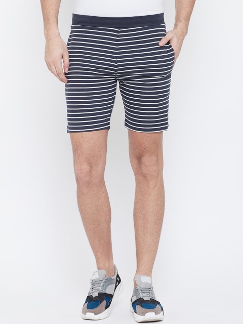 

Okane Men Grey Striped Regular Fit Shorts