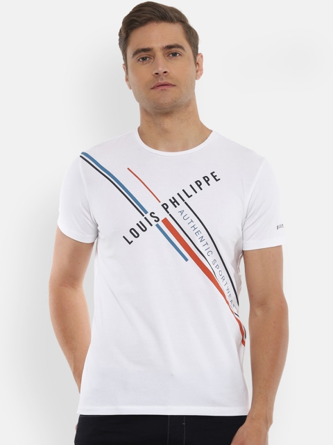 

Louis Philippe Sport Men White Printed Round Neck Slim Fit Pure Cotton T-shirt