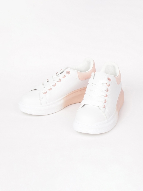 

Ginger by Lifestyle Women Pink & White Colourblocked PU Sneakers Casual Shoes