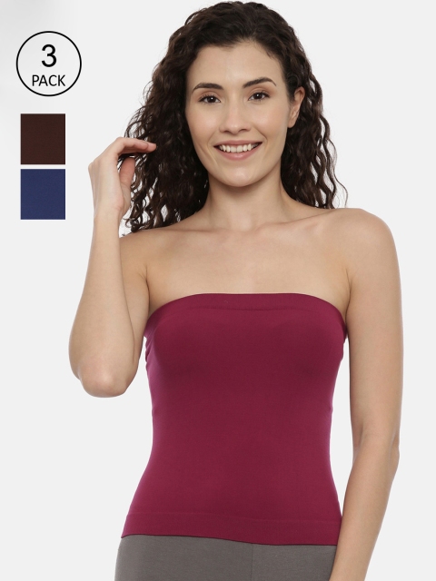 

GOLDSTROMS Women Pack of 3 Solid Non-Padded Camisoles T-44, Burgundy