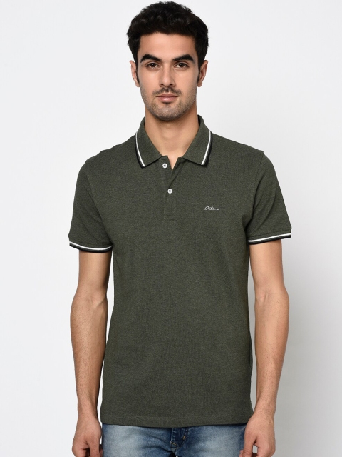 

Octave Men Olive Green Solid Polo Collar T-shirt