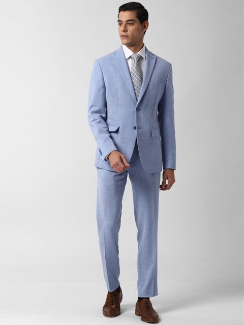 

Peter England Elite Men Blue Checked Slim-Fit Single-Breasted Two-Piece Formal Suit