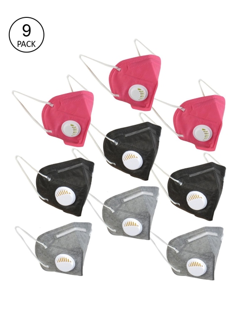

OOMPH Pack Of 9 5-Ply Reusable Anti-Pollution KN95 Masks, Grey