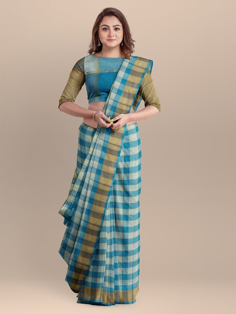 

APCO Blue Pure Cotton Checked Handloom Venkatgiri Saree