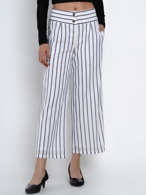 

Texco Women White Regular Fit Striped Culottes