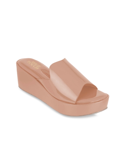 

SHUZ TOUCH Women Peach-Coloured Solid Sandals